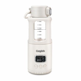 Cozytots Flaschenwärmer Baby Unterwegs Akku Tragbarer Flaschenwärmer to go wasserwärmer babykostwärmer unterwegs, Glas babyflaschenwärmer mit temperatur 37~55 °C Thermosbecher, 350ML