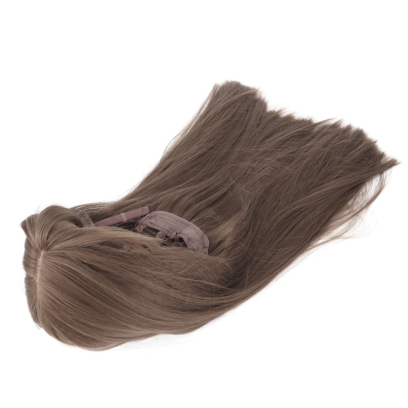 Women Light Brown Wig with Bangs Long Straight Synthetic Realistic