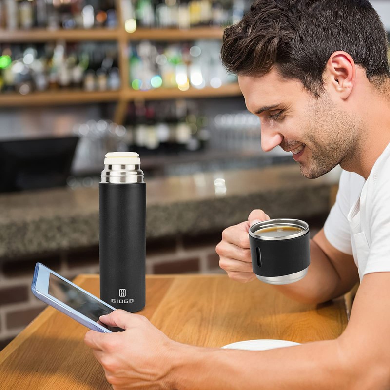 GIOGD Stainless Steel Thermo 500ml/16.9oz Vacuum Insulated Bottle with Cup