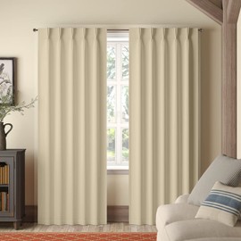 Magic Drapes Pinch Pleated Curtains & Drapes Blackout Thermal Insulated for Traverse Rod, Living Room, Bedroom, Sliding Door Patio Home with Hooks & Tiebacks W(35"+35") L84(2 Panels, Beige)