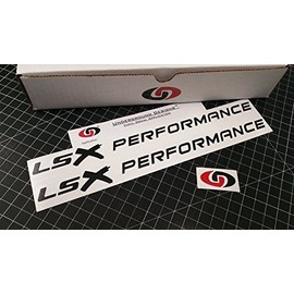 LSX Performance Hood Decals (2-Pack) Racing Engine LS1 LS6 LS2 LS3 LS7 Fender Stickers Select Color (Gloss Blackout, 1.0" x 11.5")