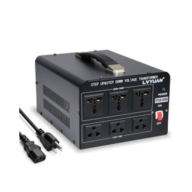LVYUAN 5000 Watt Voltage Converter Transformer Heavy Duty Step Up/Down AC 110V/120V/220V/240V Power Converter with 3 US Outlets, 3 Universal Outlets, Resettable Circuit Breaker Protection