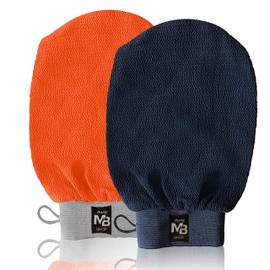 2 x Guanto esfoliante, Guanto di Crin, Guanto Kessa, Hammam, Scrub naturale ed efficace, corpo e viso donna e uomo, pulisce e purifica la pelle ed elimina le cellule morte, con o senza sapone nero