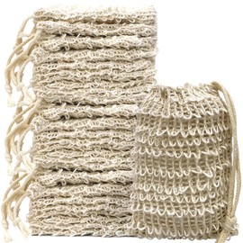 40 Natural Cotton and Linen Soap Bags - Eco-Friendly Reusable Soap Bags for Bath, Shower and Travel, 5.9 x 4.7 Inch, Knot Design