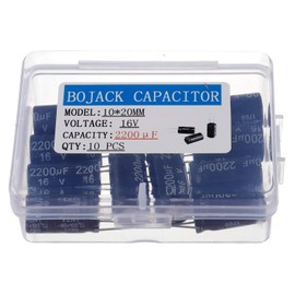 BOJACK 2200uF 16V 10 x 20 mm Capacitors 2200 MFD 16 Volt 0.39 x 0.79 Inch ± 20% Aluminium Electrolyte Capacitors (Pack of 10)