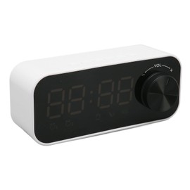 Qcwwy Digital Radio Alarm Clock, Speaker, Digital Clock with LED Display, Double Alarm Clock, Multi Playback Modes, Radio Alarm Clock for Bedroom, 2.4 x 5.6 Inch (White)