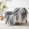Cozzenity Throw Blanket, Grey Gradient Soft Cozy Fluffy Knitted Throw