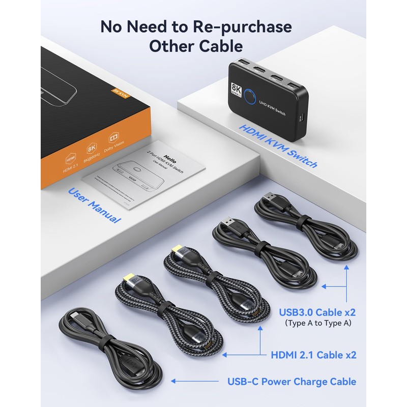 KVM Switch 1 Monitors 2 Computers Viagkiki USB Switch for