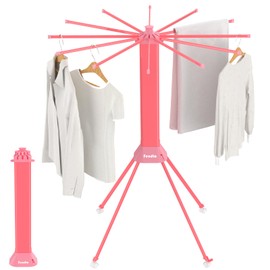 fendia Clothes Drying Rack ​Foldable & ​Collapsible Drying Racks with 4-Leg Octopus Design, Large Capacity ​Space Saving Indoor Drying Rack for Bedroom,Balcony,Laundry for Indoor/Outdoor Use（Pink）