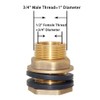 Joywayus 1/2" NPT Female x 3/4" Male Soild Brass Water
