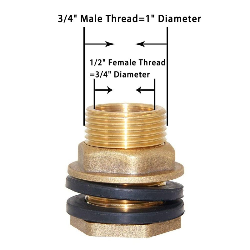 Joywayus 1/2" NPT Female x 3/4" Male Soild Brass Water