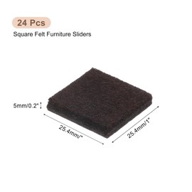 uxcell Furniture Pads,24Pcs 1"- Square Self Adhesive Felt Furniture Pads, Floor Protectors for Furniture Feet Chairs Legs Hardwood Floors (Brown)