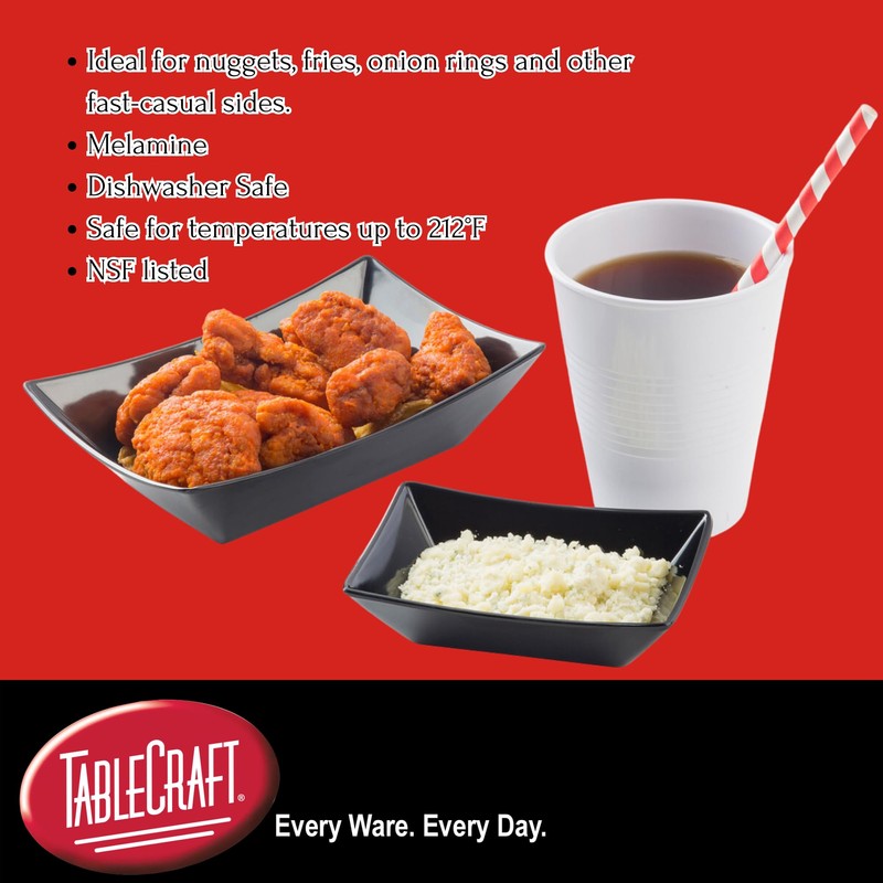 TableCraft 20029BK Better Burger Collection Large Fry Tray, Black Melamine,