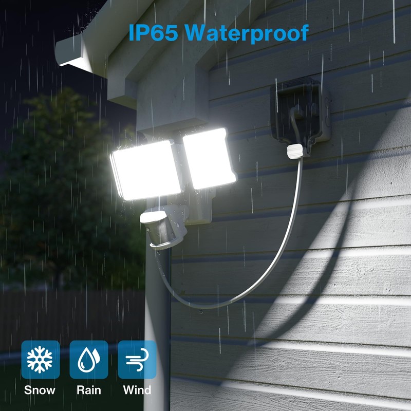Olafus 75W Motion Sensor Outdoor Light Plug in, Motion Flood
