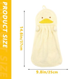 JinliangGuo 2Pcs Comfortable Animals Hand Towels Breathable Hanging Hand Towels Soft Coral Absorbent Washcloth for Kitchen and Bathroom (Yellow Gray)