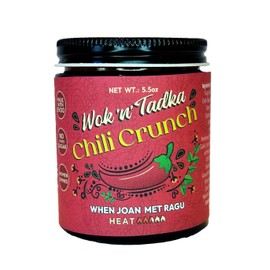 Wok ‘n’ Tadka Chili Crunch Condiment, 6oz, Medium Heat, Organic EVOO, Zero Added Sugar or Sugar Alcohol, Gluten Free, Asian Indian Fusion, When Joan Met Ragu