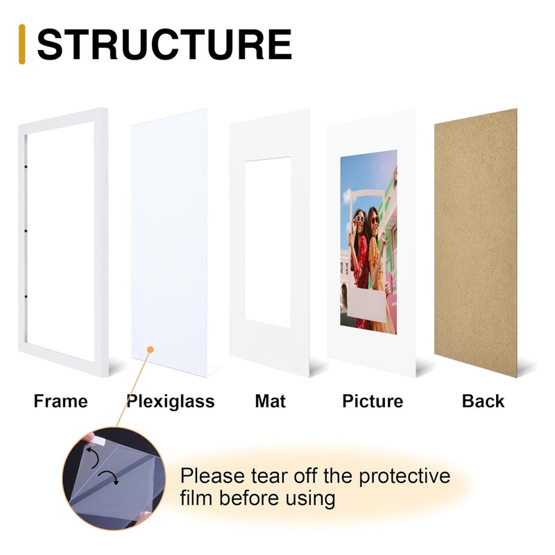 smiry Picture Frame 8x10, Display Pictures 5x7 with Mat or