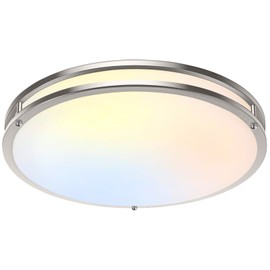 TOBUSA 18inch LED Flush Mount Ceiling Light, 50W 5600lm Bright Dimmable LED Ceiling Light Fixture, 2700K-6500K Adjusted, Modern Kitchen Light Fixture Ceiling for Living Room Bedroom, Brushed Nickle