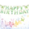 PLAP Happy Birthday Butterfly Banner Green Butterfly Birthday Party Decoration