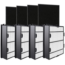 Improvedhand HAPF600 Filter Replacement for Hol-mes Air Purifier Filter B, Replace HAPF600D, HAP615, HAP625, HAP650, HAPF600D-U3, HAP725, HAP750, 106773, 4 HEPA filters and 4 carbon pre-filters