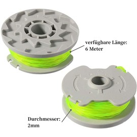 Eyoloty WA0014 WA0037 Thread Spool Suitable for Worx WG184E WG184 WG168E WG168 WG190 WG191 Grass Trimmer, Replacement Thread Spool Length 6 m Diameter 2 mm (6 Spools + 2 Cap)