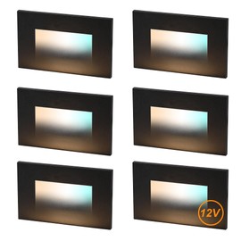 CLOUDY BAY 12V Low Voltage 3 Color Indoor and Outdoor LED Step Light,3000K/4000K/5000K Deck Lights,Stair Light,Wet Location,Black(Low Voltage Transformer is Required)