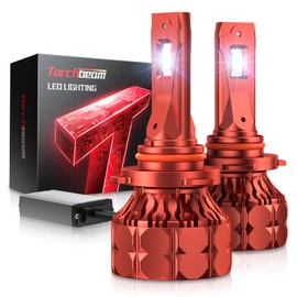 Torchbeam 9005/HB3 LED Bulbs, 68000LM 900% Brighter T7 9005 Fog Light Bulbs with Adjustable Lock Ring, 6500K Cool White with Slient Fan, Pack of 2