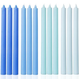 Blue Taper Candles Tall Tapered Candlesticks Smokeless Unscented Long Burning-Hand Poured,Colored for Home Decor Wedding, Dinner-10.6inch,Set of 12