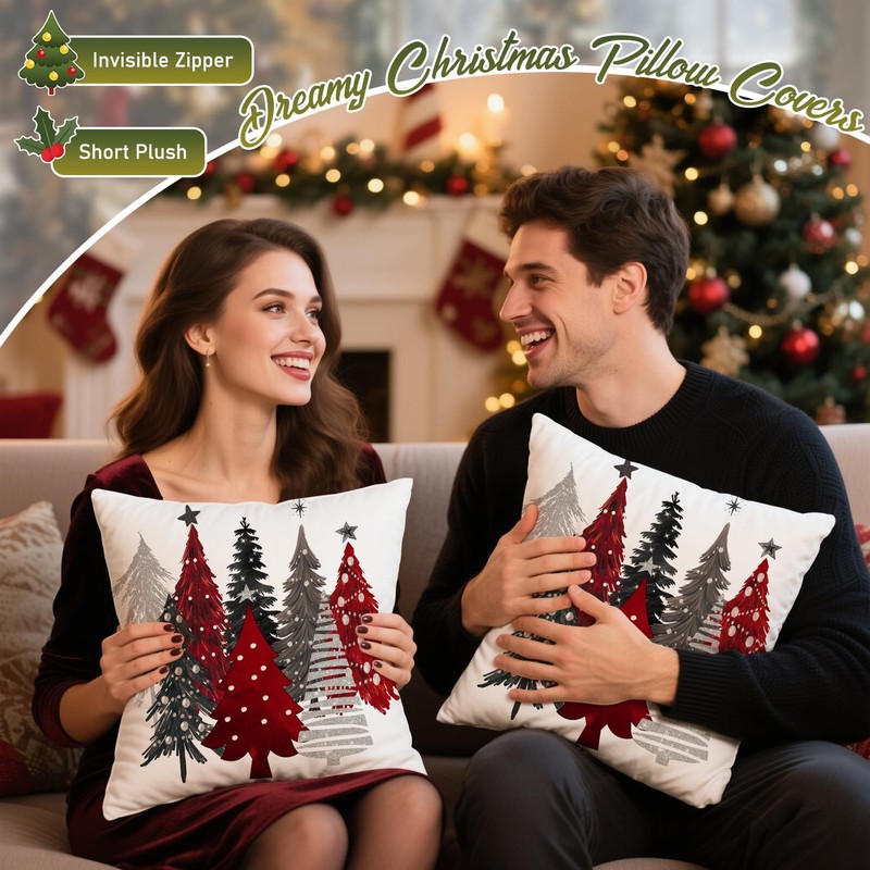 Artmag Christmas Tree Pillow Covers 16x16 Inch Set of 2,