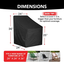 24D x 24W x 36H UV-proof Waterproof Furniture Patio Cover 250D black 24x24x36 breathable dust proof sofa table chair storage bar high chair color black sectional armless inches 2pack