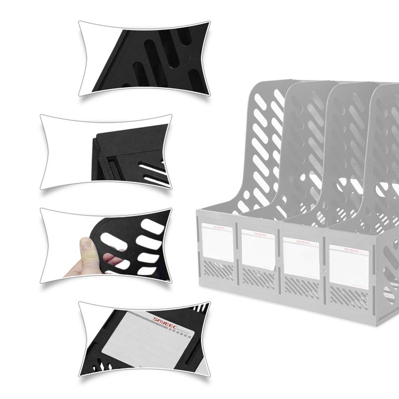 Marte Vanci 4 Sections Sturdy Plastic Magazine Holder Frames File
