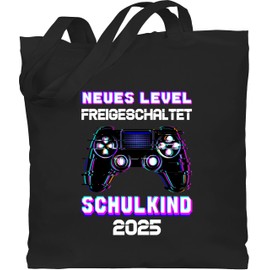 Shirtracer - Cotton Bag - & Gift Gym Bag - School Child 2024 New Level Unlocked | Gamer First Day of School | First Day of School Gaming Beginner School, 1 black
