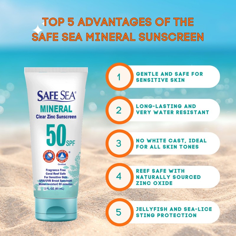 Safe Sea Zinc Oxide Sunscreen SPF50 | Clear Mineral Face