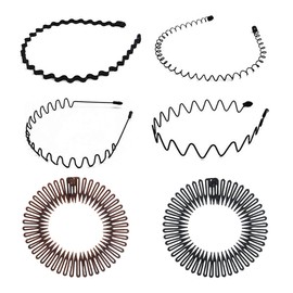 6 PCS Hair Hoop Set, Elastic Wavy Spring Wave Hair Hoops, Comb Headbands, Circular Stretch Zig Zag Hairband for Ponytails, Braids & Updos