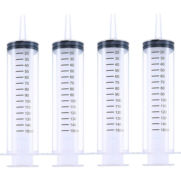 6 Pack Large Plastic Syringe for Scientific Labs and Dispensing