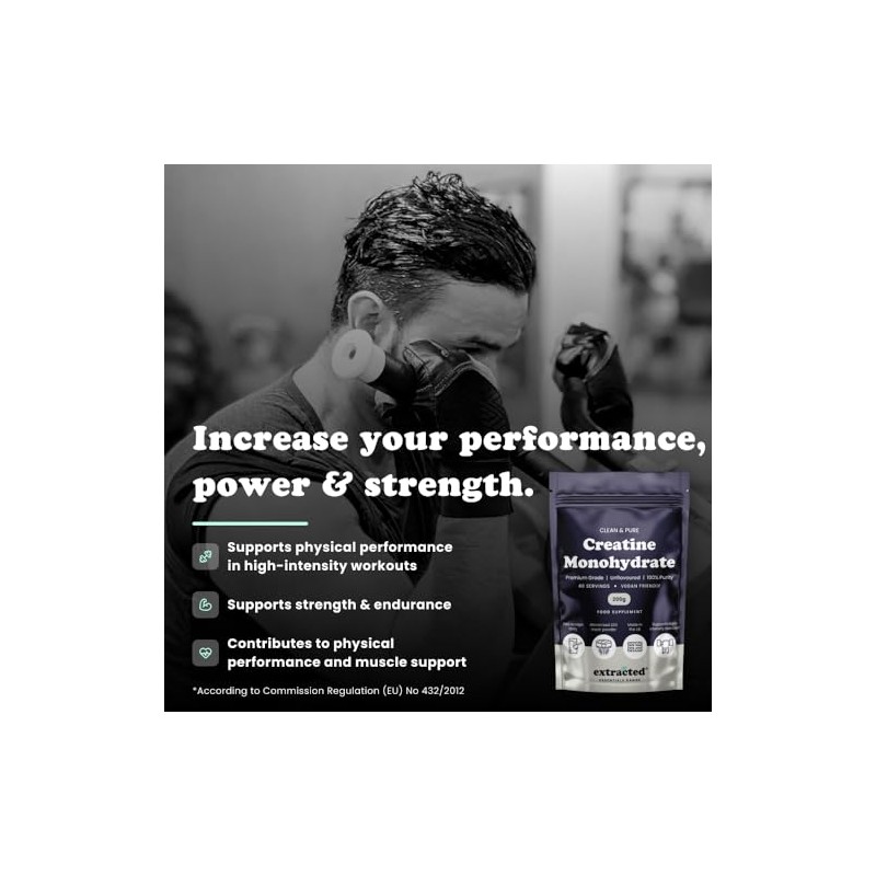 Pure Creatine Monohydrate Powder, 200g, 40 Servings