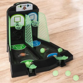 MIJOMA Basketball Table Game - Luminous Arcade Game for 2 Players - Glow-in-the-Dark Basketball Set with 6 Balls - Skill Game for Kids & Adults