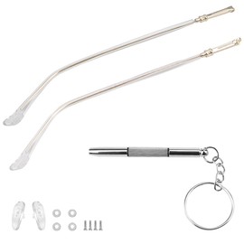 1 Pair Metal Glasses Replacement Arms Frame Glasses Arms with Multifunctional 3-in-1 Screwdriver for Thin Metal Glasses and Sunglasses (Gold)