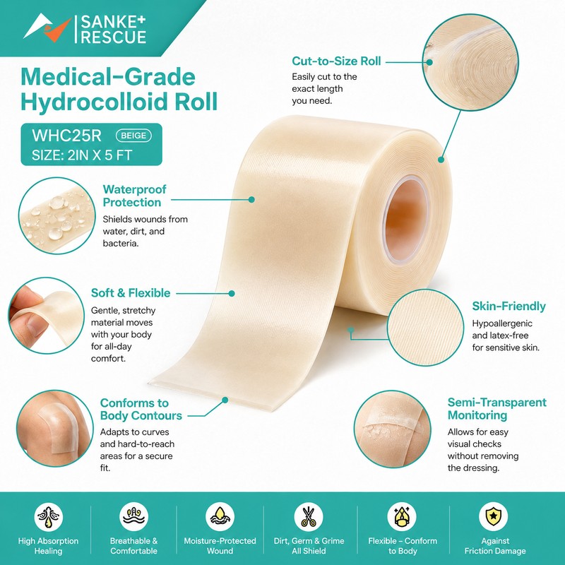 Hydrocolloid Bandage Roll for Minor Wound Care – Cut-to-Size Waterproof