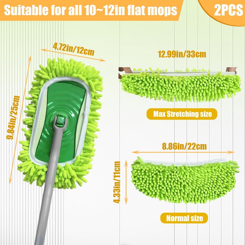 2PCS Reusable Dry Sweeping Cloths Compatible with Swiffer Sweeper Mop,Reusable