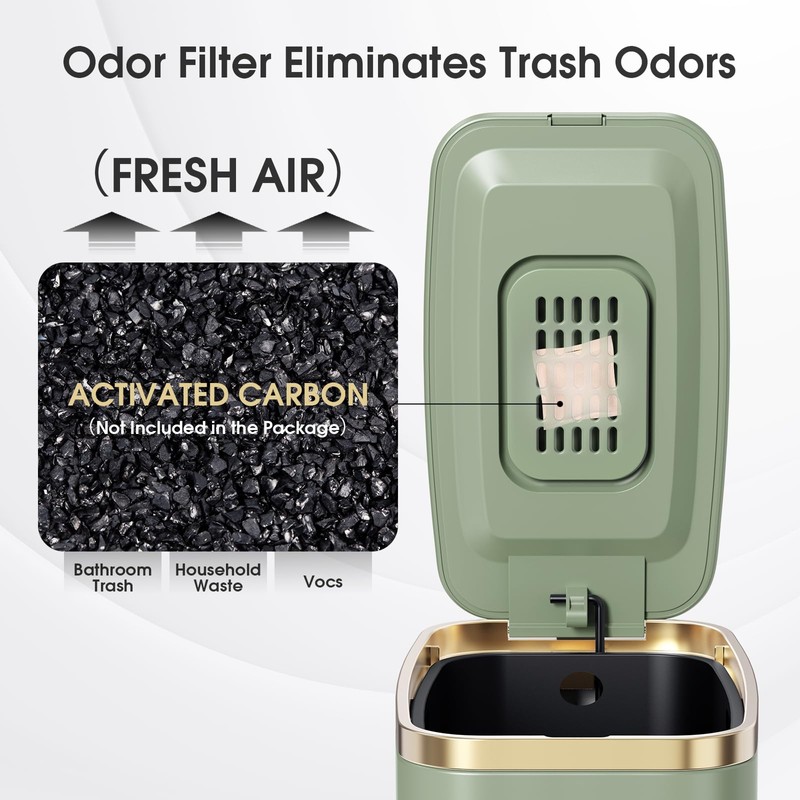 CEROELDA Small Bathroom Trash Can with Lid Soft Close-5L/1.3 Gal