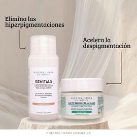 Nuestra Tierra Cosmetica Kit Despigmentante para Zonas Íntimas, Crema Genitals y Mascarilla Lacto Renew, 100ml cada uno