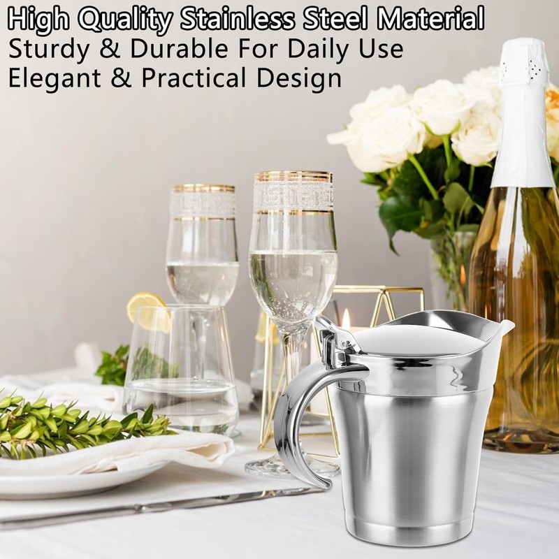Stainless-Steel Double Insulated Gravy Boat - Sauce Jug with Hinged