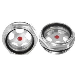 M METERXITY 2-Pack Air Compressor Oil Sight Glass, G1-1/4 Toughened Glass No Leak Hex Oil Liquid Level Gauge Fittings W O-Ring for Air Compressor/Pump/Tank Sight Plug Window