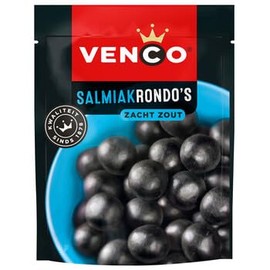 Venco Salmiakrondo's I Soft Salty Licorice Balls with Salmiac Filling I 235g 8.28 ounce