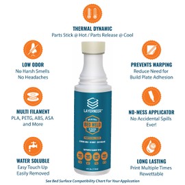 3D Printer Adhesive Glue Bed Weld Original, Strong Grip Reduces Warping for ABS, ASA, PLA, and PETG Filament on Compatible Build Plates, 118ml, 4 fl oz