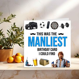 Manliest Birthday Card - Funny Birthday Card For Men - Manly Birthday Card For Dad Friend Brother Masculine Funny Mens Chuck Norris Birthday Card
