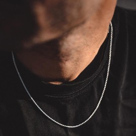 RANKEEF 2/3/4 mm Rope Chain Necklace for Men - Silver Necklace 18/20/22 Inch Chain Waterproof Stable & Shiny Twist Rope Necklace Gift for Men & Women Husband Boyfriend, Sterling Silver, No Gemstone