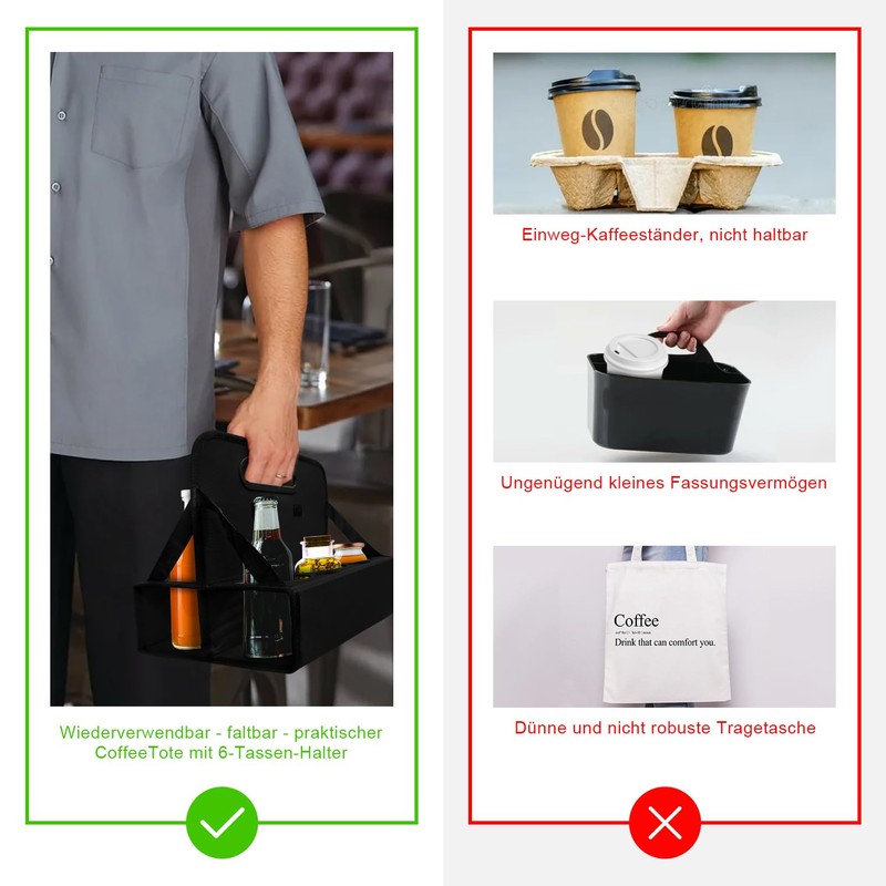 BOHEMIABY 6-Cup Drink Carrier, Portable Beverage Caddy with Handle -