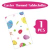 Easter Table Cloth, 137x274cm Rectangular Plastic Waterproof white Easter Eggs